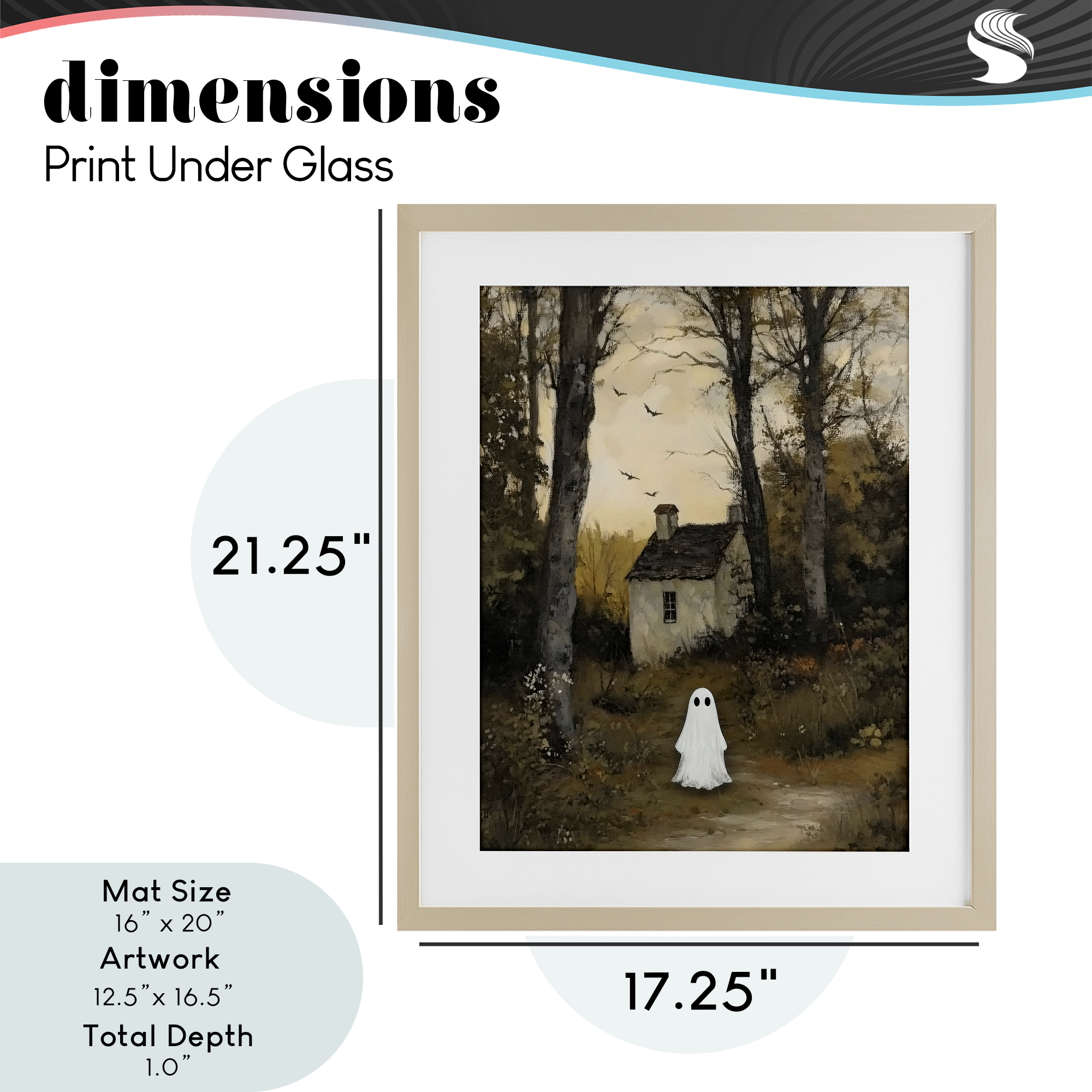 Little Ghost in Cottage Forest Birch Framed Print Under Glass, design by Arlington Prints