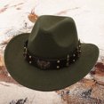 thumbnail image 2 of Cowboy Hats for Men Green Hats Classic Outdoor Fedora Hats Western Fashion One Size, 2 of 4