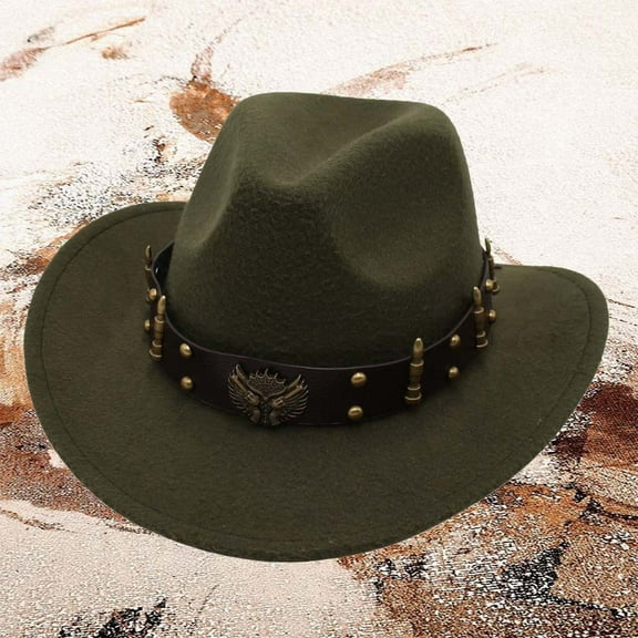 Western Cowboy Style Hat Jazz Bowler Hat With Decoration Ethnic Style Hat Party Hats for Adults Cowboy Party Hats Bulk Western Wear for Men Hats Cowboys Hat 7 5/8 Mens Outback Hats with Brims Big