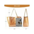 thumbnail image 5 of Gocvo Large PVC Tote Bag for Women, Fashion PVC Bag for Women, Kraft Paper Tote Handbags for Beach Work College, Khaki, 5 of 7