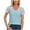 Blue, variant on Raeneomay Cap Sleeve Tops for Women Versatile and Comfortable V-Neck Short Sleeved Lace Patchwork Top