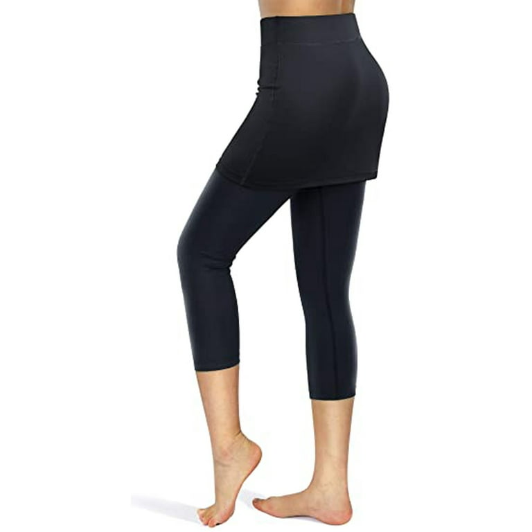 Yoga Pants With Pockets For Women Tennis Skirted Leggings Pockets Elastic  Sports Yoga Capris Skirts Legging 