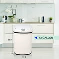 thumbnail image 6 of Automatic Garbage Can Touch Free Stainless Steel Trash Can No Touch Kitchen Waste Bin High-Capacity Bathroom Trash Can with Lid for Home Bedroom Office, White, 6 of 7