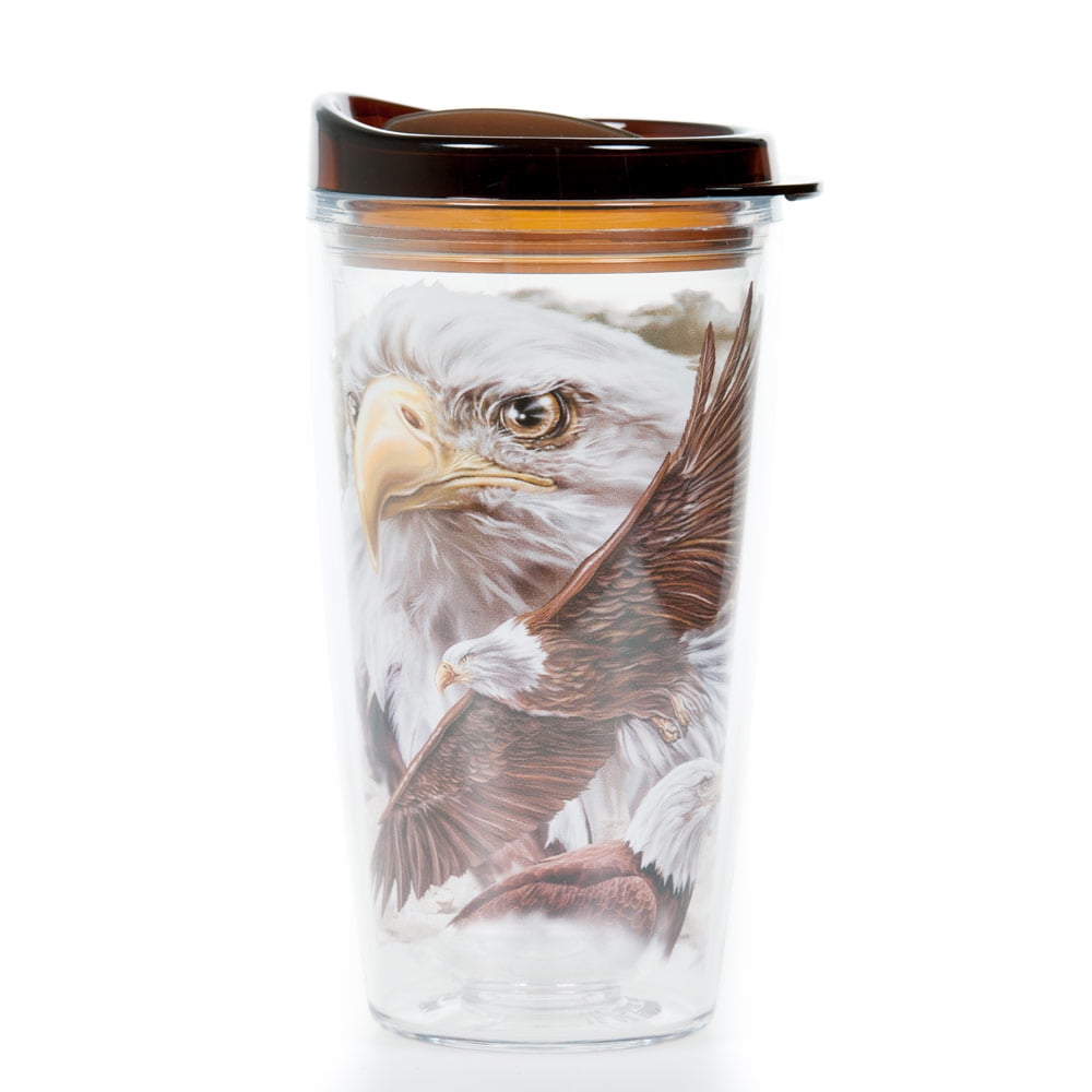 Double Wall Insulated Tumbler 16 oz with Lid Travel Mug Back to