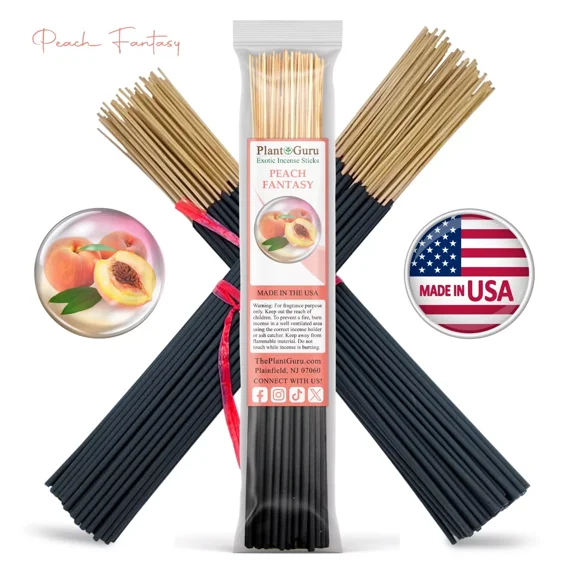 Peach Fantasy Incense Sticks 11" Bulk - 1 Bundle 85 to 100 Sticks - Smooth and Clean Long Burn Time, 45 to 60 Minutes.