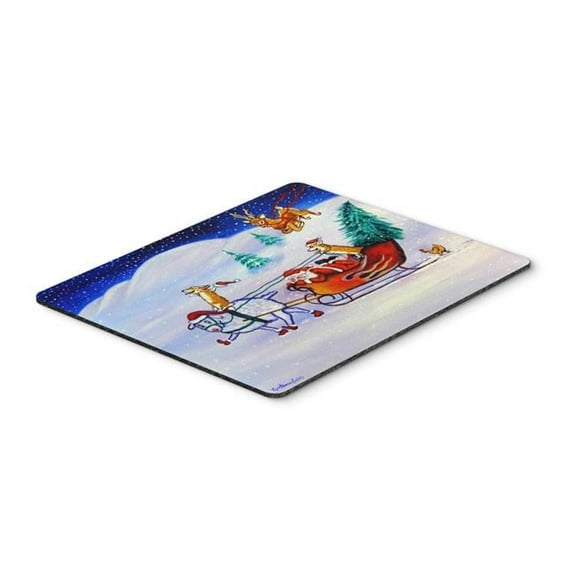 Corgi Highhacked Santa Claus Sleigh Mouse Pad, Hot Pad or Trivet