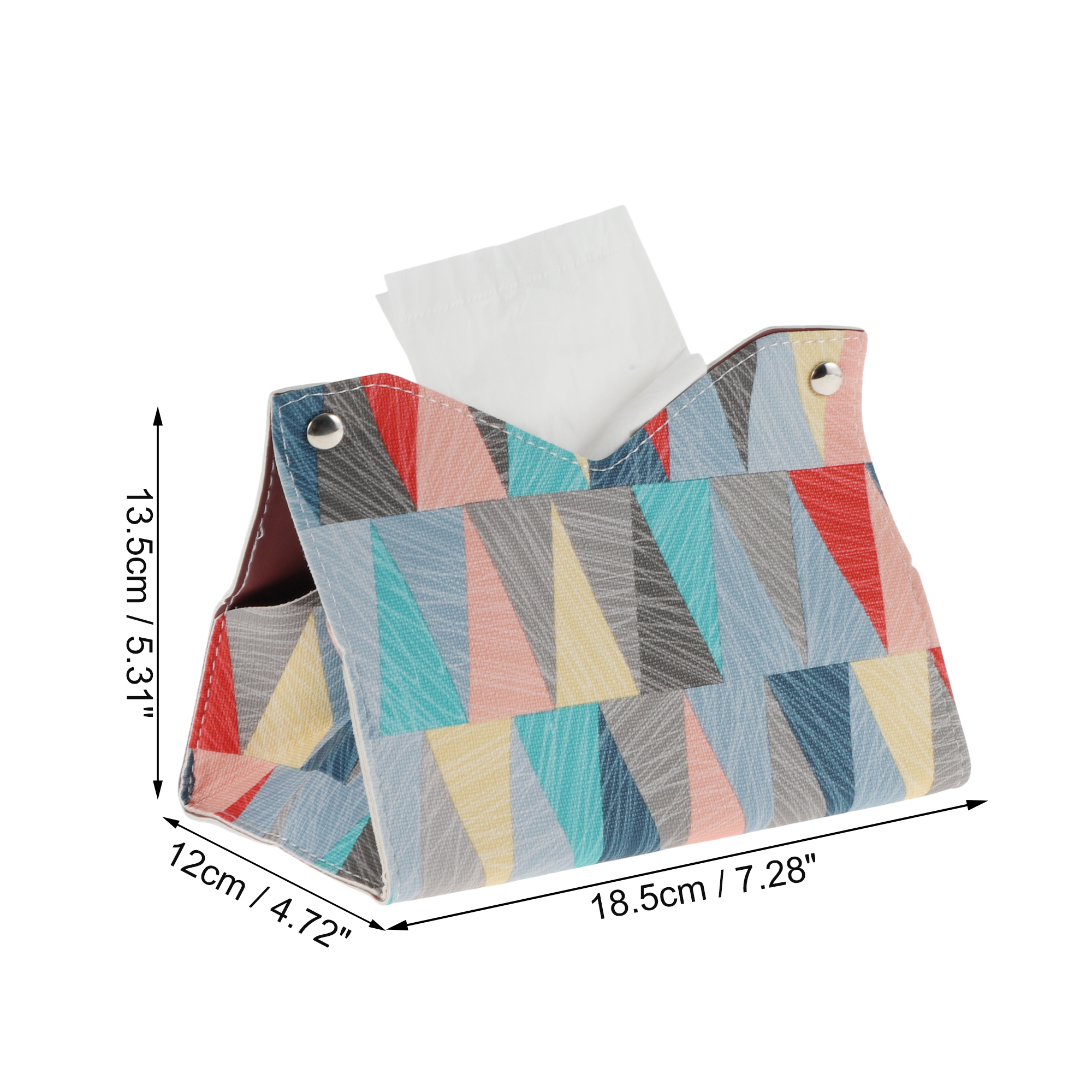 Unique Bargains 1Pc Geometric Pattern Tissue Box Cover Desk Blue