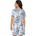 thumbnail image 2 of Bixox Nuisette pour Femme à Motif de Roses, Vêtement de Nuit Doux et Respirant, Robe de Pyjama à Col Rond Longueur Genou, Tenue d'Intérieur pour la Maison et le Sommeil, 2 of 7