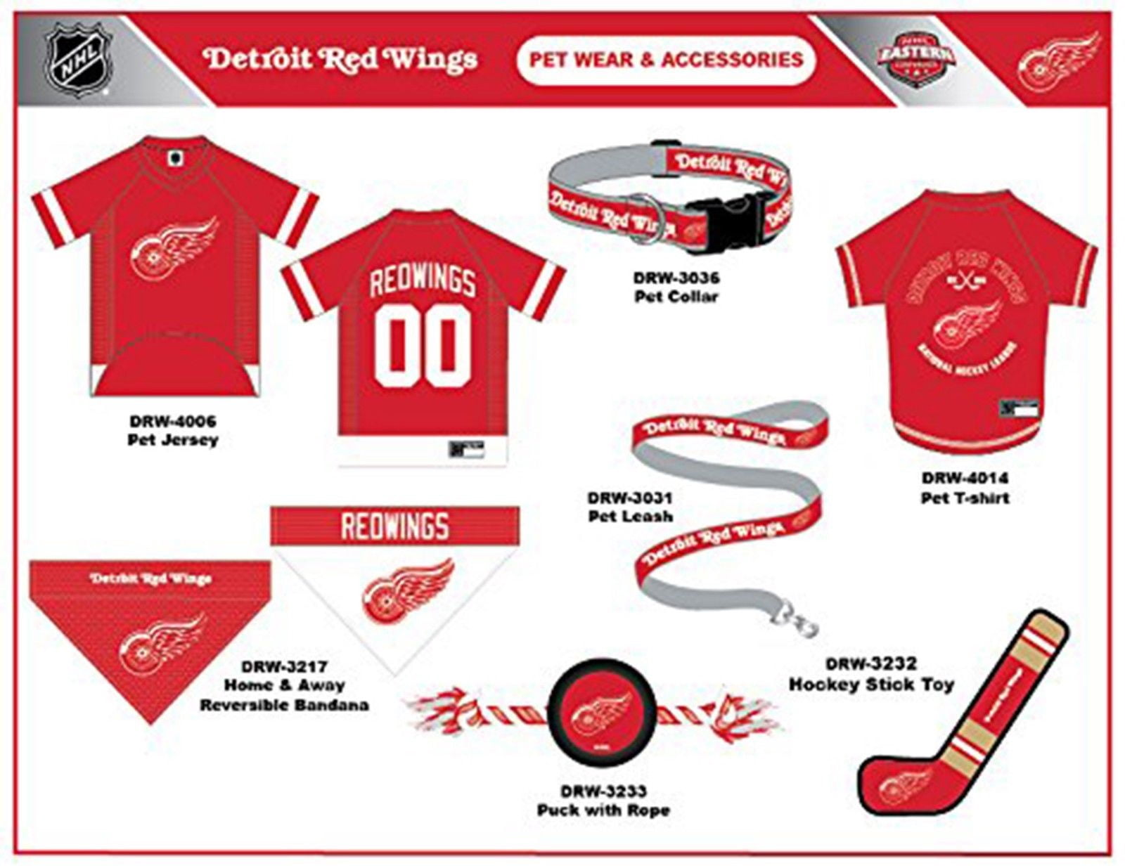 Pets First NHL Detroit Red Wings Bandana! NEW Reversible Pet Bandana - 2 sided Premium Bandanna