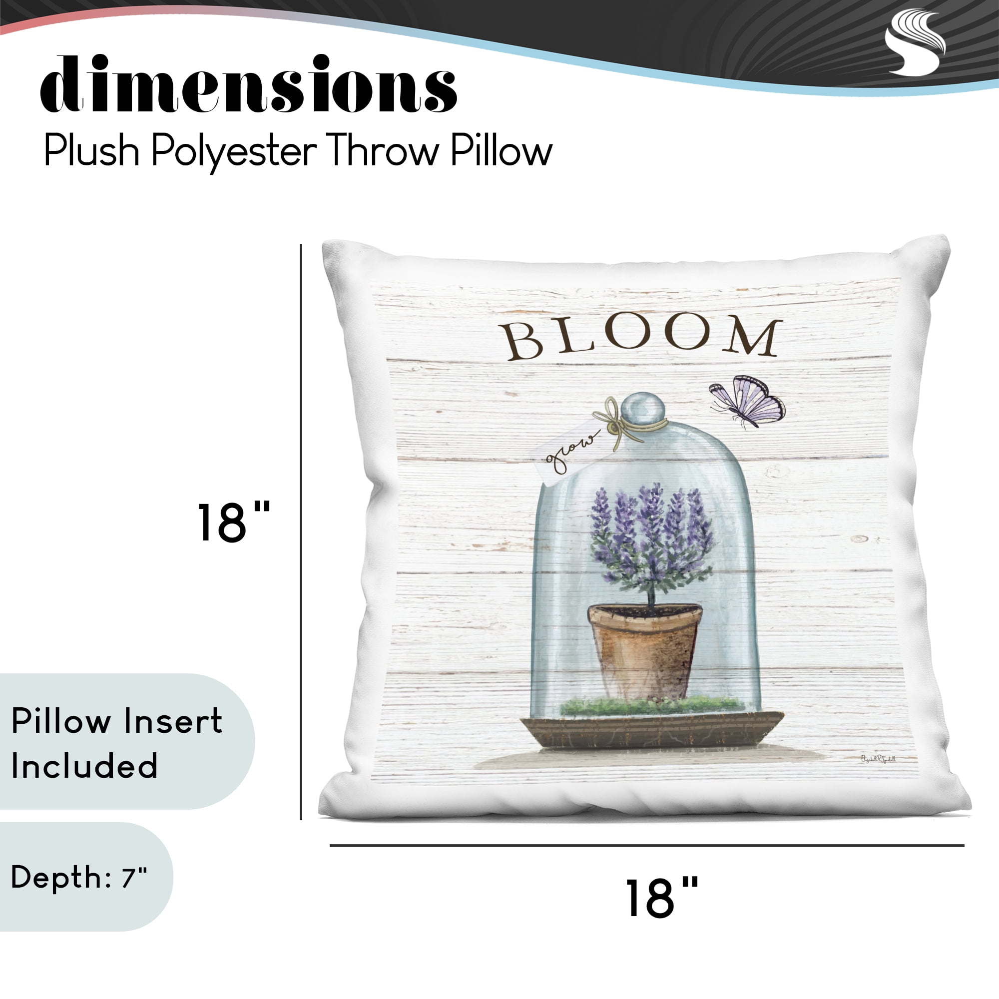 Stupell Industries Cottage Bloom in Bell Jar Decorative Printed Throw Pillow, design by Elizabeth Tyndall
