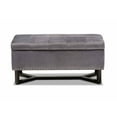 thumbnail image 3 of Esther Modern and Contemporary Grey Velvet Fabric Upholstered and Wood Storage Ottoman, 3 of 5