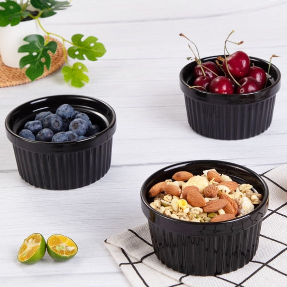 Bowls Set for 8,8pcs Small Ceramic Souffle Dishes Oven Safe Baking Bowls Set for Creme Brulee Classic Porcelain Ramekins for Dips, Sauces,Appetizers