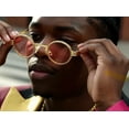 thumbnail image 5 of Sunglasses Men Hip Hop Shades Round Gold Metal Diamond Bling Pink, 5 of 6