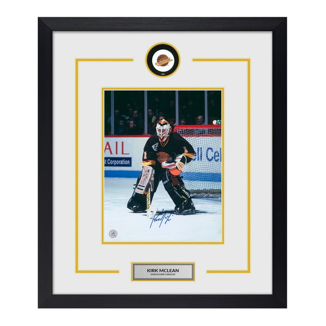 Kirk McLean Logo de Canucks de Vancouver Autographié Cadre 23x27