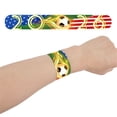 thumbnail image 4 of Soccer Themed Party Favors, Slap Bracelets for Student, Soccer Party Favors, Soccer Team Gifts, 12 Pack 9X2 Inch Soccer Print Snap Wristbands for Student Boys and Girls Sport, 4 of 6