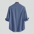 thumbnail image 5 of INCERUN Men's Collarless Striped 3/4 Sleeve Casual Button Shirts Tops, 5 of 5