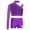 Purple, variant on TTAO Kids Girls Jazz Hip Hop Dance Set One Shoulder Long Sleeve Sequins Crop Tops with Athletic Shorts Set Navy Blue 12