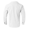 thumbnail image 4 of Mens Polo Shirts Loose Solid Color Lapel Pocket Long Sleeve Mens Clothing,White,XL, 4 of 5