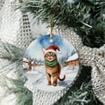 thumbnail image 3 of Hello Winter Abyssinian Frosty Morning Walk Welcome Snowy Christmas Ceramic Round Ornament Cat Lover Kitten Owner Gifts Home Tree Decor - 02018, 3 of 5