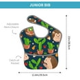 thumbnail image 4 of Hirioo Cute Hedgehogs Cactus Blue for Baby Waterproof Pocket Bib Adjustable Closed for Babies Toddlers with Large Pocket 6-24Months, 4 of 8