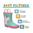 thumbnail image 2 of CoXist Kid's Waterproof Rain Boots with Easy Pull Handles for Boys & Girls in Pink Unicorn Size 6 (Toddler), 2 of 7