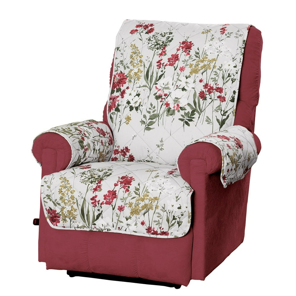 Botanical Flower Garden Furniture Protector Cover, Recliner, Red