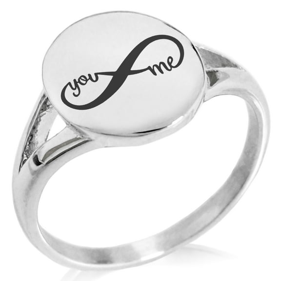 Stainless Steel You and Me Infinity Minimalist Oval Top Polished Statement Ring