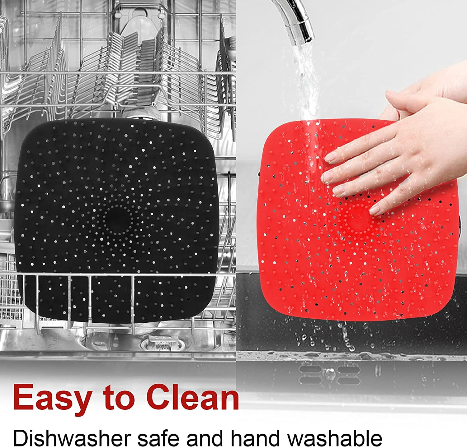 Upgrade Reusable Air Fryer Liners with Raised Silicone | Patented Product | BPA Free Non-Stick Silicone Air Fryer Mats | Air Fryer Silicone Tray Accessories | 2 Size Options – 9 Inch Square