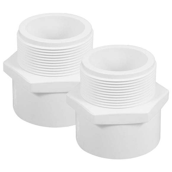 2Pcs White PVC Pipe Fittings NPT Male Thread PVC Pipe Fitting Adapter Connector PVC Pipe Coupling for Plumbing Line 60.3mm