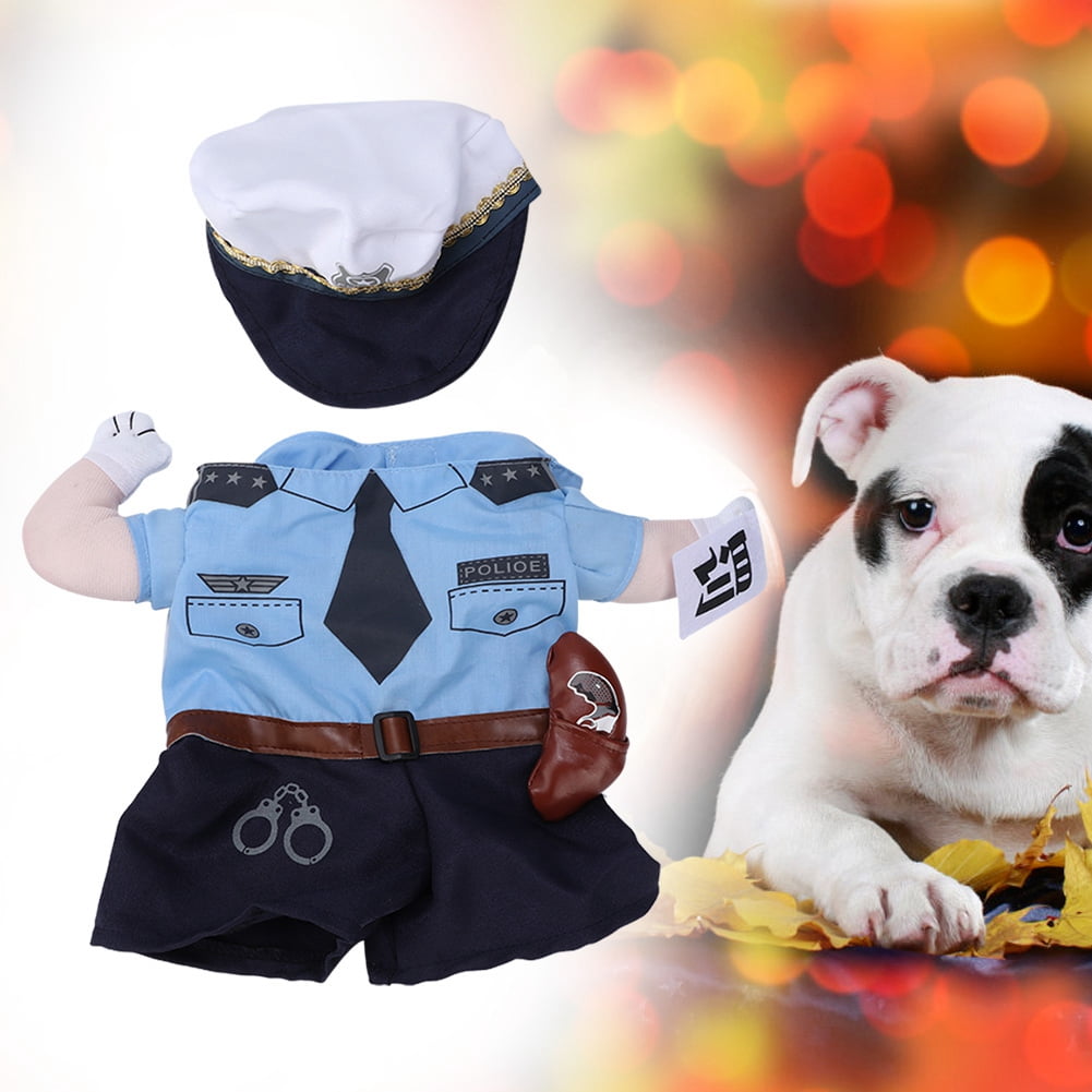 Herwey Polyester Cute Pet Halloween Clothes Penalty Police Upright Costume Dress Up for Cats Dogs Walmart