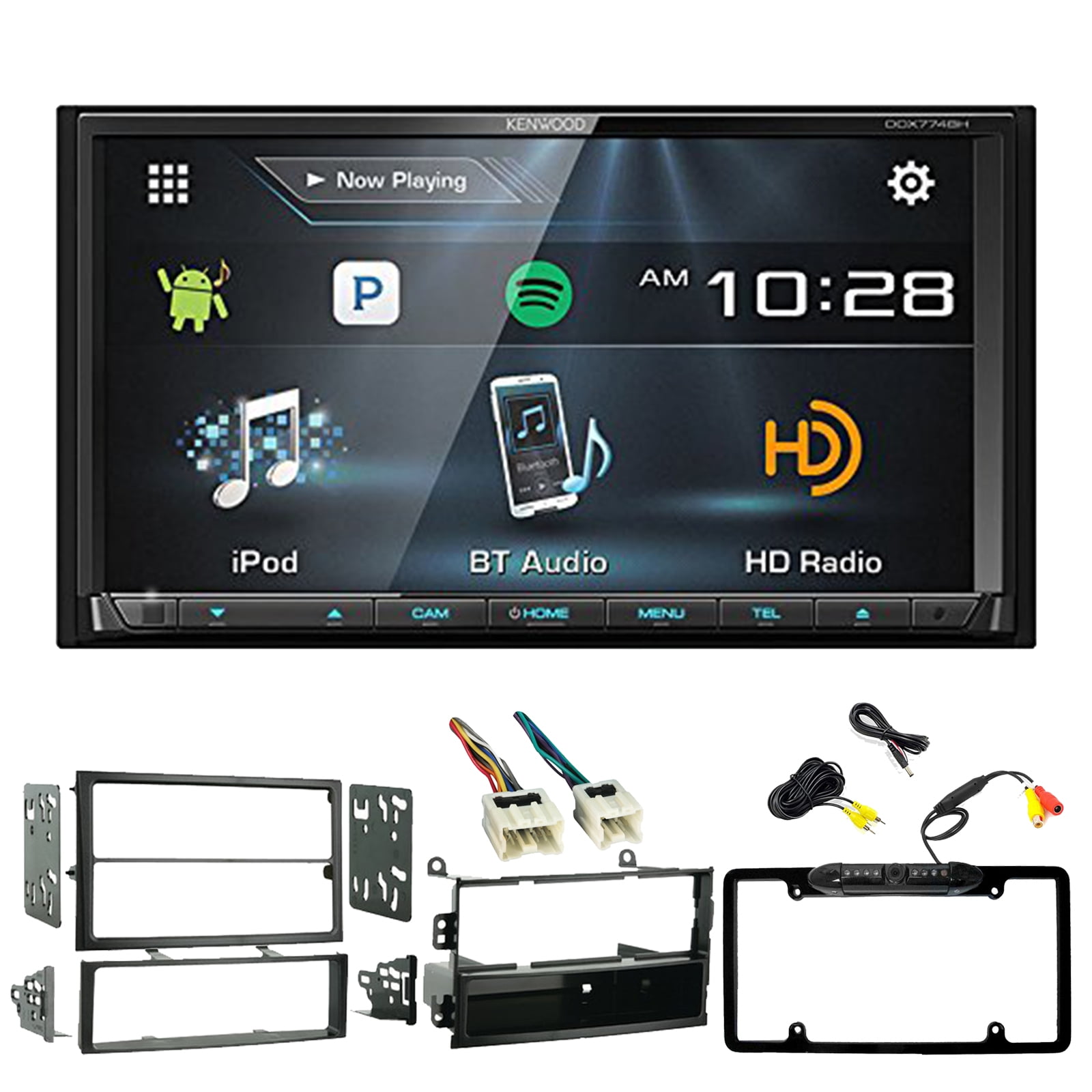 Kenwood DDX774BH DoubleDIN Bluetooth HD AM/FM Radio Receiver, Metra 99
