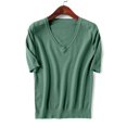 thumbnail image 7 of Leesechin Womens T Shirts V-Neck Half Sleeve Loose Fit Shirts Casual Solid Basic Tops, 7 of 7