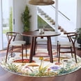 thumbnail image 4 of Spring Botanical Round Area&nbsp;Rug 6ft Farmhouse Mushroom Watercolor Leaf Wildflower Non-Slip&nbsp;Washable Circle Rugs Soft Felt Indoor Floor Mat for Bedroom Kitchen Living Room Bathroom, 4 of 9