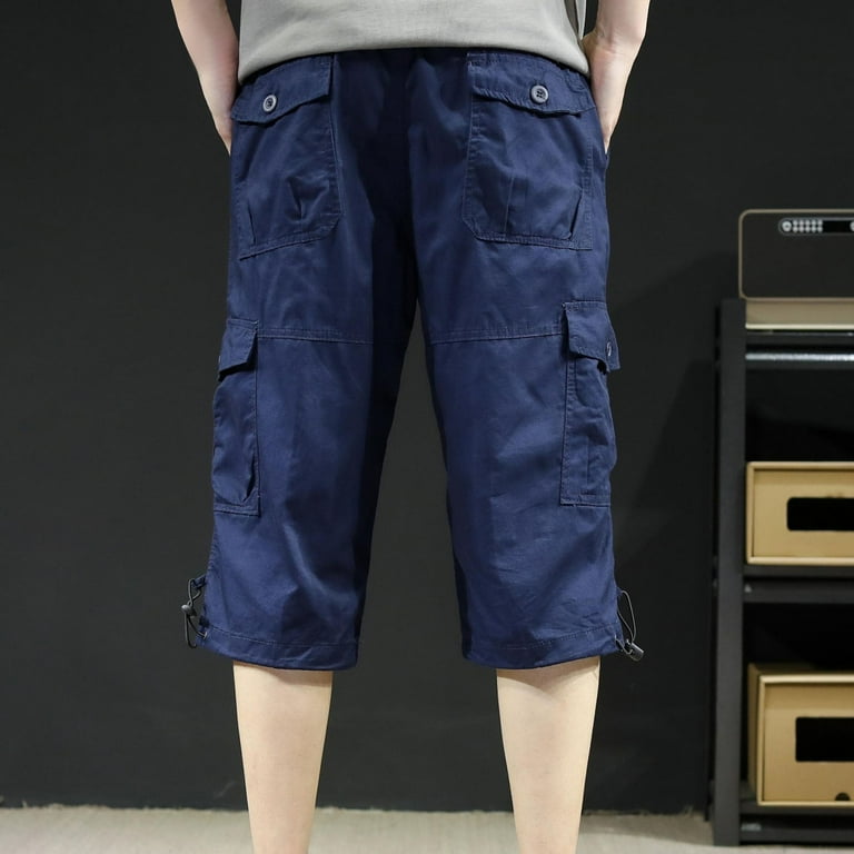 YLSDY Rollbacks Men Cargo Shorts 3/4 Loose Fit Below Knee Length