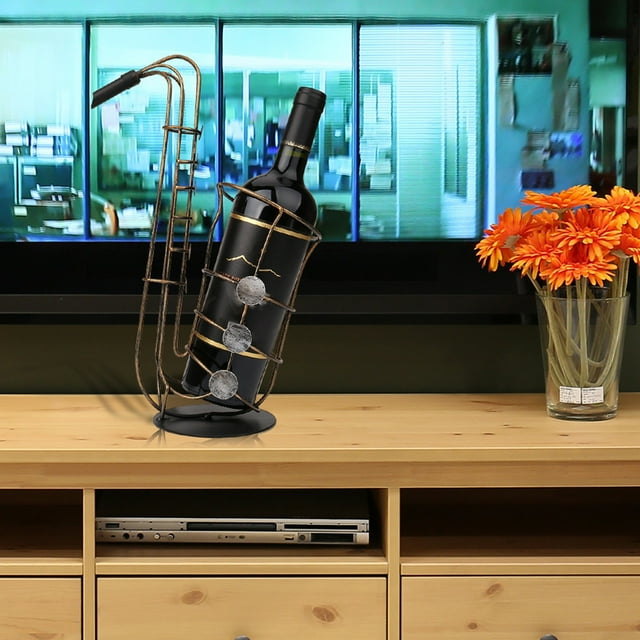 Portabotellas De Vino, Estante De Vino De Saxofón Decorativo Estable Práctico De Metal Inoxidable Para El Hogar