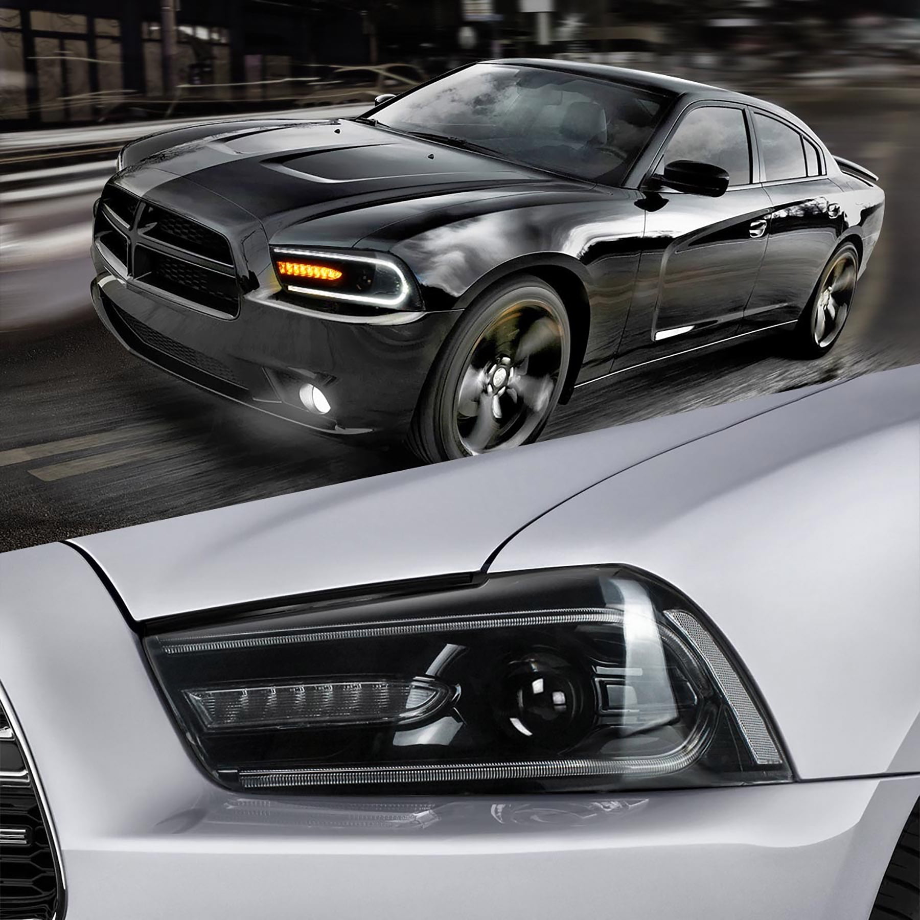VLAND for Dodge Charger 2011 2012 2013 2014 Dual Beam Projector Headlights Replacement Assembly