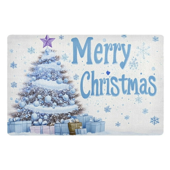 ALAZA Christmas Tree Snowflake Door Mat Outdoor Indoor Entrance Low Profile Floor Rugs 32"x20"