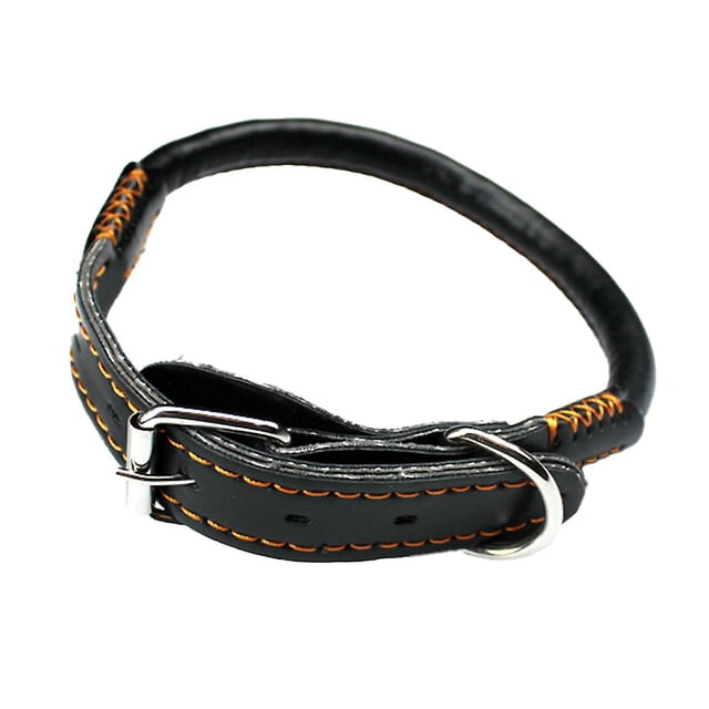 Collar Redondo Para Perros De Cuero Curtido De Roble Negro YONGSHENG