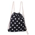 thumbnail image 1 of Nueva Mochila de lona a rayas con cordón para mujer, Mochila con forma de cubo de estrella (negro), 1 of 2