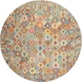 thumbnail image 1 of Ahgly Tapis Rond Contemporain Orange Saumon Rose Sud-Ouest, 3 Pieds Rond, 1 of 6
