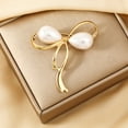 thumbnail image 6 of Soumake Women Brooch Faux Pearl Hollow Bow Decor Stainless Exquisite Vintage Anti-Slip Wear-Resistant Coat Collar Hat Scarf Decoration Clothes Pin Garment Jewelry, 6 of 7