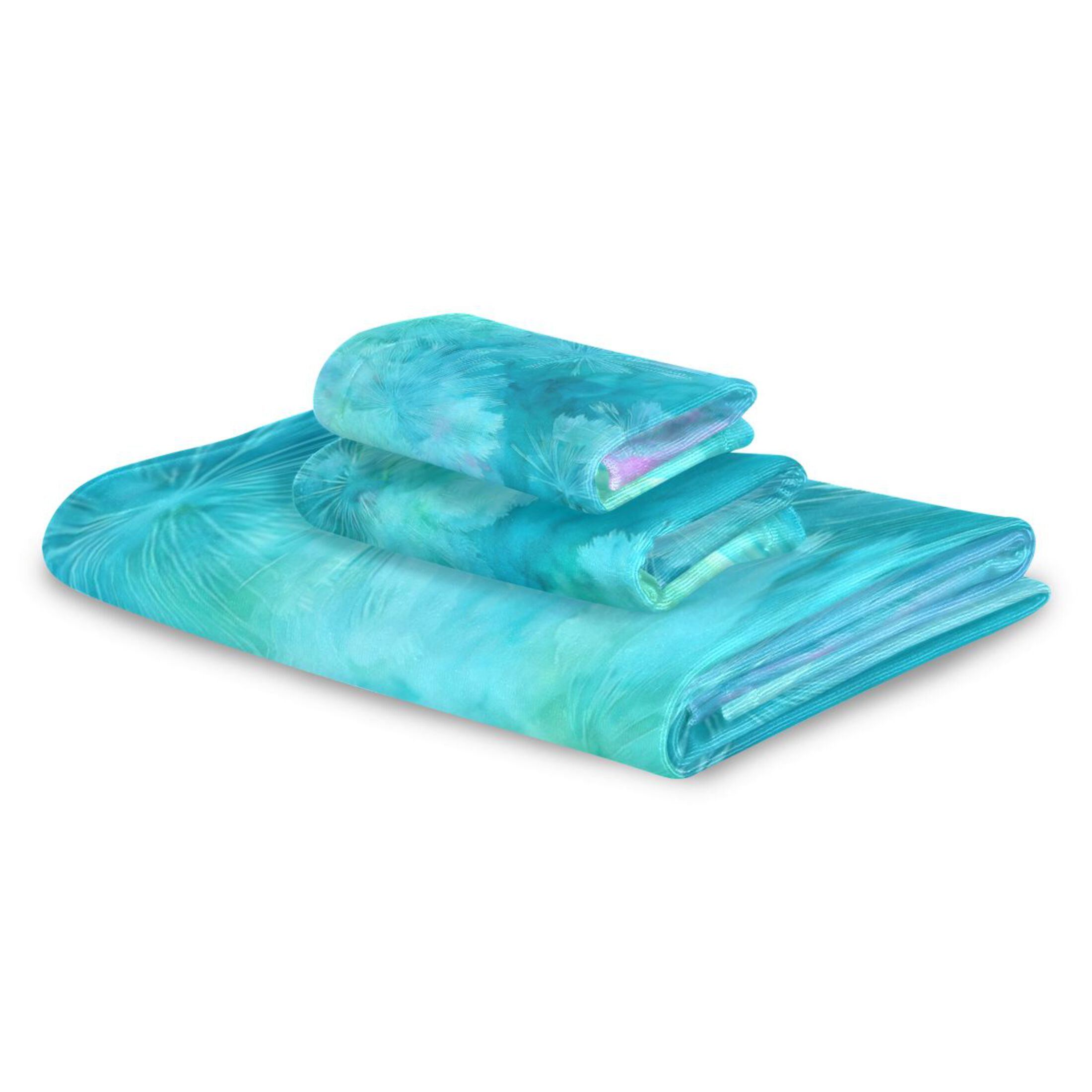 3 Piece Bath Towels Set Bath Towel, Hand Towel and Face Towel for Bathroom, Gym, Hotel Pastel Blue Dandelions