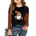 thumbnail image 2 of Drmagiyhm Girls Long Sleeve Shirts Size 10-12 Cute Halloween Floral Print T-Shirt Casual Holidays Stylish Crewneck Shirts Kids Graphic Tops 11-12 Years Dark Gray, 2 of 5