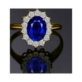 thumbnail image 6 of Jewelrypalace Princess Diana Kate Middleton Gemstone Birthstone Blue Sapphire Halo Statement Engagement Rings for Women, 14K Yellow Gold Plated 925 Sterling Silver Size 9, 6 of 7