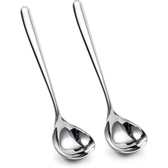 Wzw 8-Inch Small Stainless Steel Serving Ladle SUS304 Stainless Steel Gravy Ladle Soup Spoon Set of 2