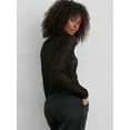 thumbnail image 4 of Women Sexy- See Through Long Sleeve T-Shirts Mesh Sheer Skinny Rib Scalloped Trim Tees Blouse Top Outfits, 4 of 6