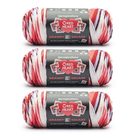 Red Heart® Granny Square™ #4 Med Acrylic Yarn, Wht-hot stuff 250g 417yd (3Pk)