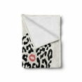 thumbnail image 2 of Kiss Soft Flannel Fleece Throw Blanket, Heart Shape Wild Leopard Skin Pattern a Kiss Mark Valentine's Day Honeymoon, Cozy Plush for Indoor and Outdoor Use, 50" x 70", Cream Black Coral, by Ambesonne, 2 of 6