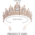 thumbnail image 3 of Baroque Crowns Crystal Tiara with Comb Wedding Bride Headband for Women and Girls, 3 of 4