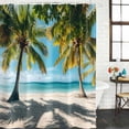 thumbnail image 2 of Ocean Bathroom Shower Curtains with 12 Hooks Polyester Waterproof Shower Curtain for Stalls and Bathtubs Palms Tropical Island Summer Beach Sea Water Decorative Bathroom Privacy Curtain 36x78 Inches, 2 of 9